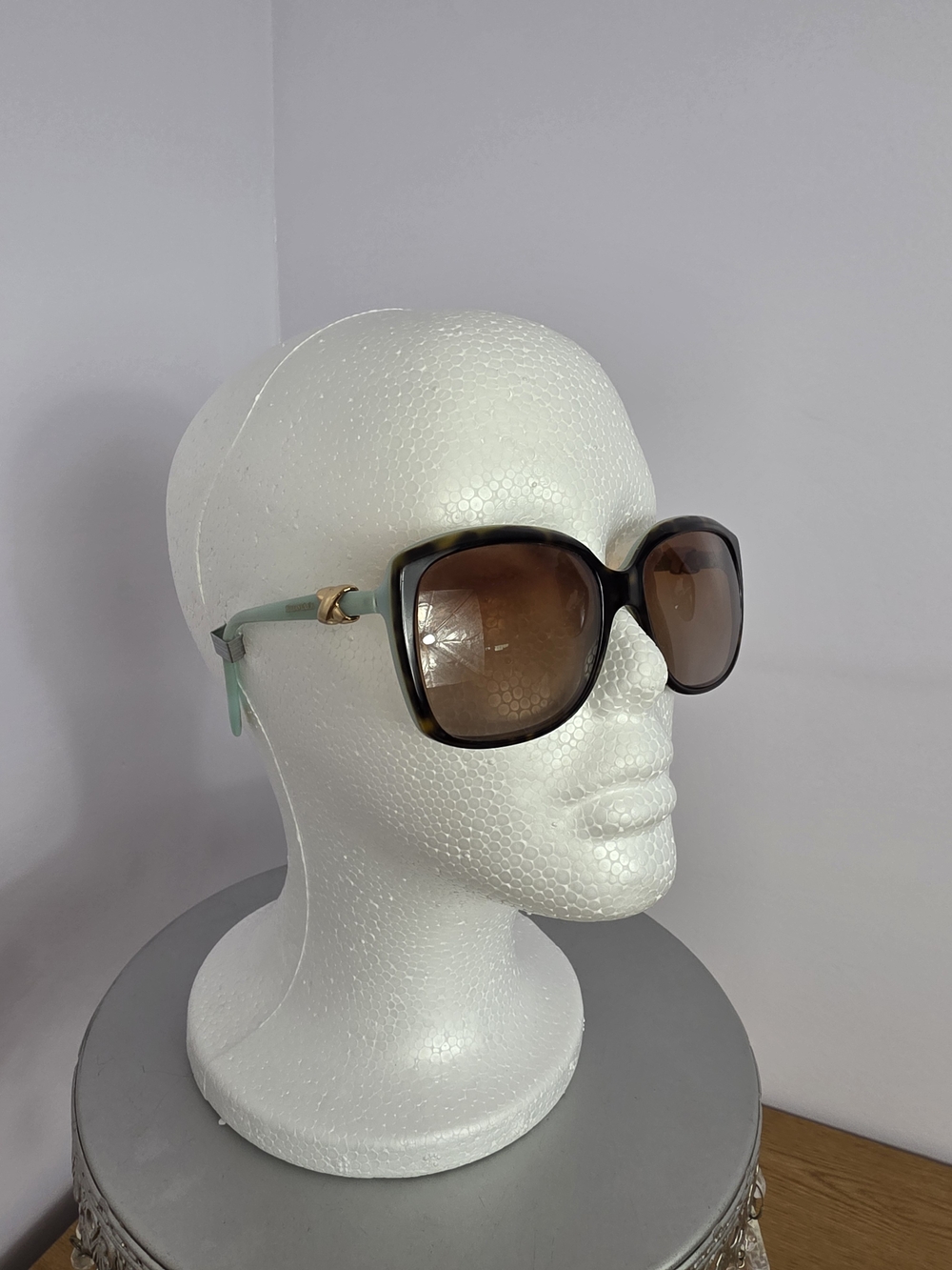 Tiffany & Co. Womens Havana/Blue Square Sunglasses TF406 Brown Gradient